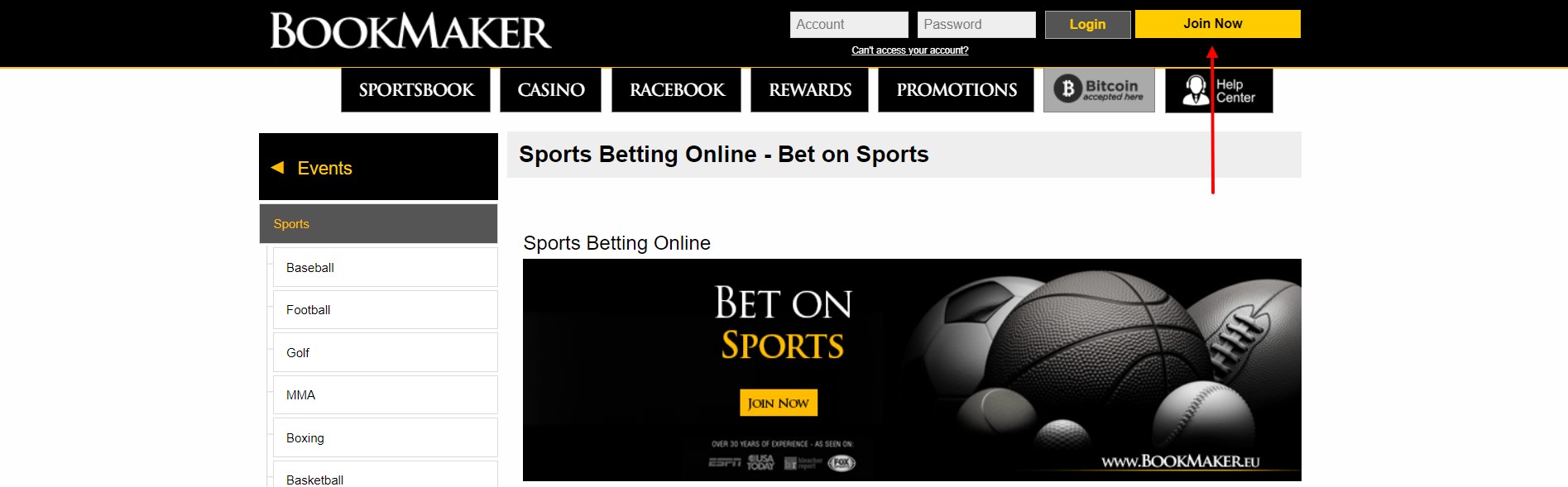 Кнопка регистрации на сайте БК Bookmaker