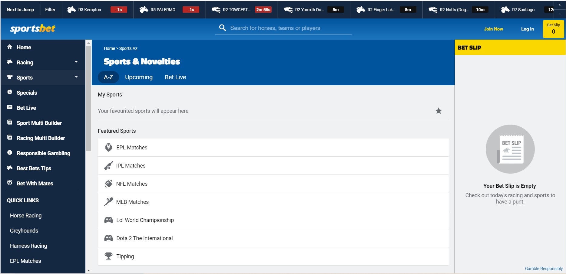 Главная страница сайта БК Sportsbet