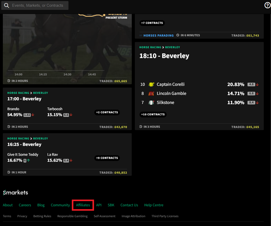 Ссылка на страницу партнерской программы биржи ставок Smarkets