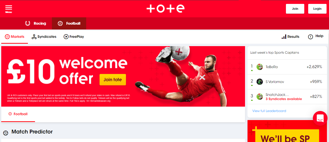 Главная страница сайте БК Totesport
