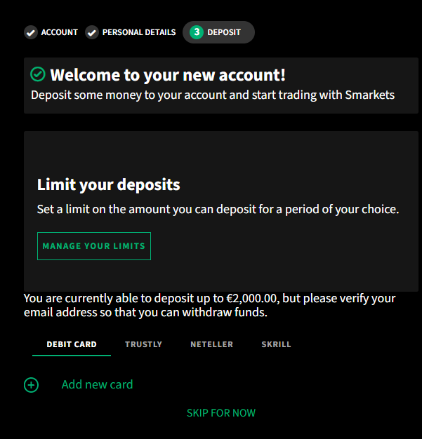 Уведомление об успешной регистрации на сайте биржи ставок Smarkets