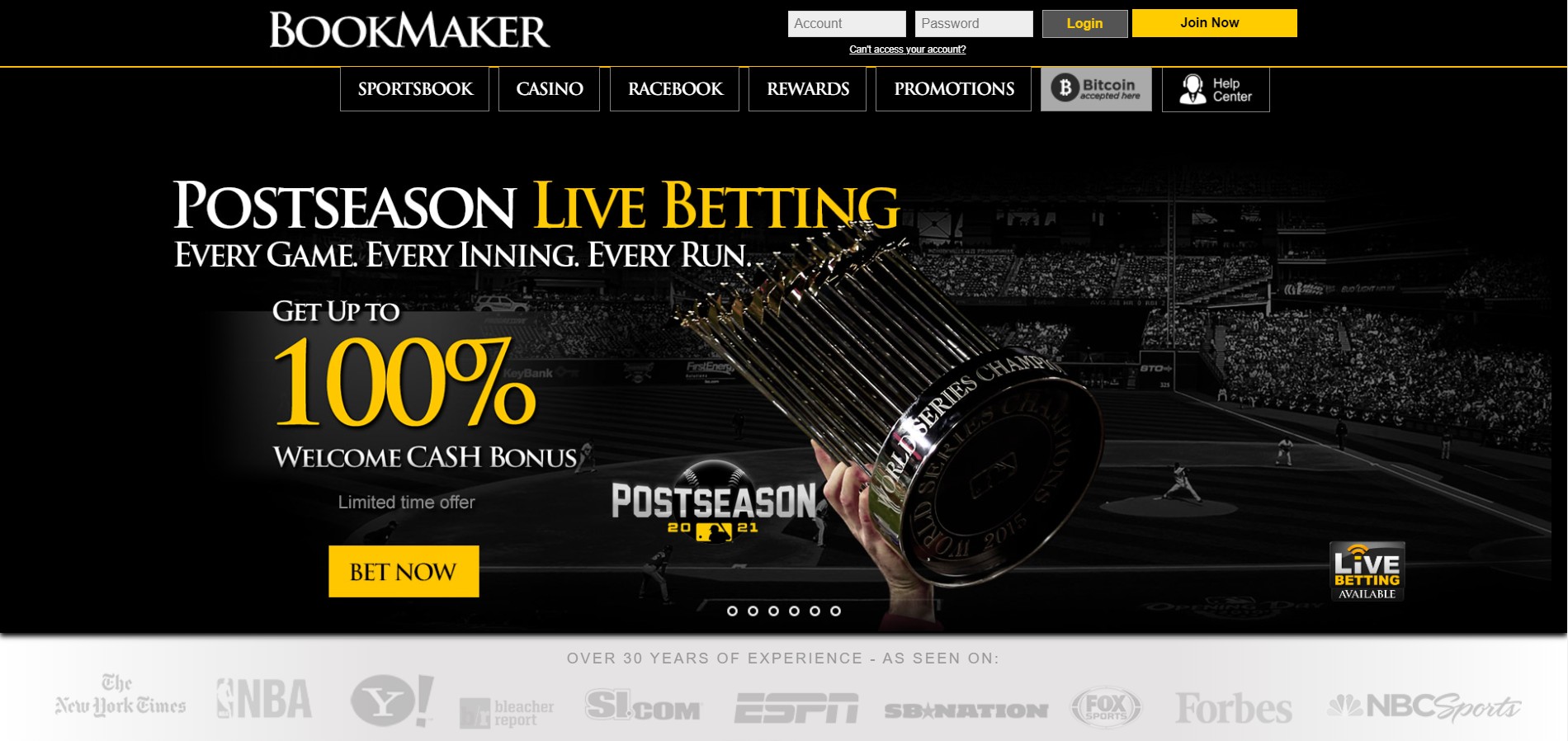 Главная страница сайта БК Bookmaker