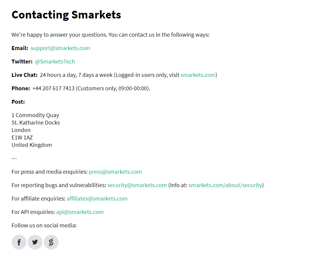 Контакты службы поддержки биржи ставок Smarkets