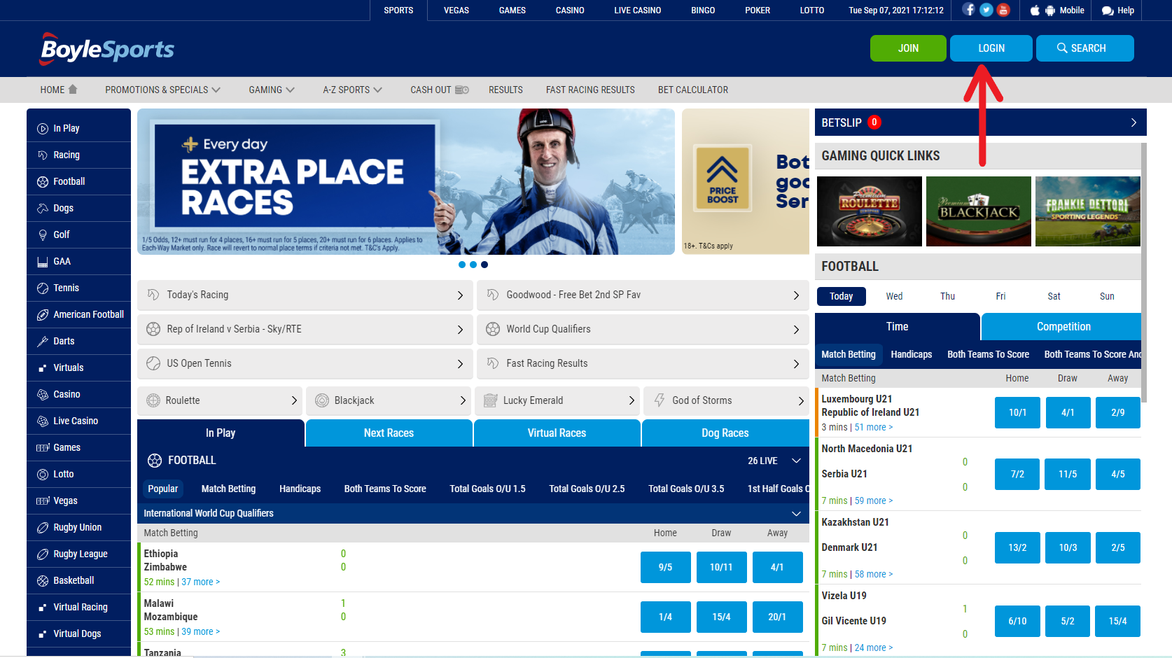 Кнопка авторизации на сайте БК Boylesports