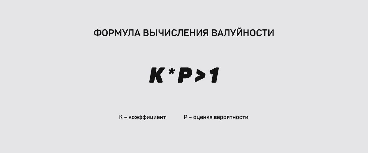 Формула определения ценности ставки (валуйности)