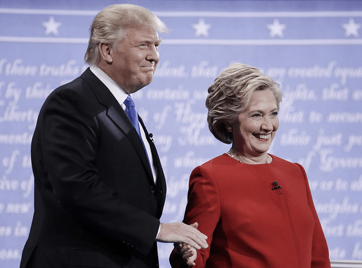 Несмотря на накал страстей, Трамп и Клинтон не отказывались пожать друг другу руки