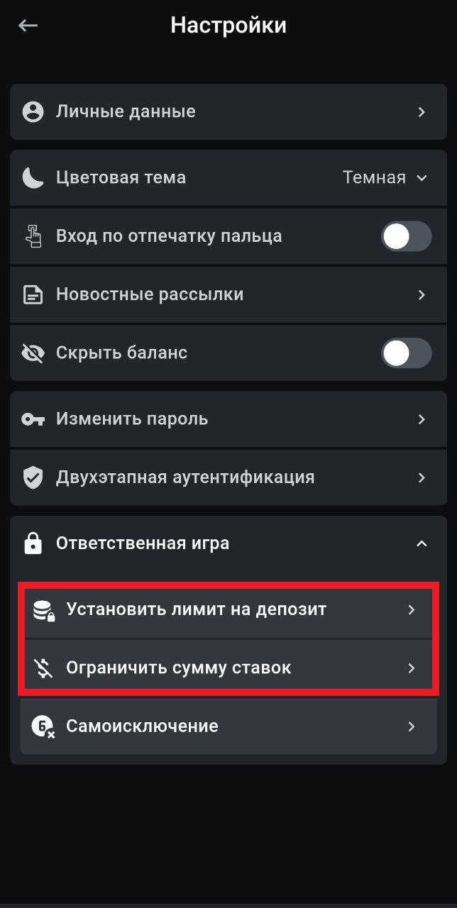 Выберите и настройте необходимые ограничения