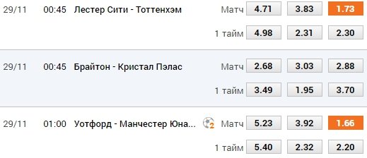 Выберите исходы для экспресса в БК Winline