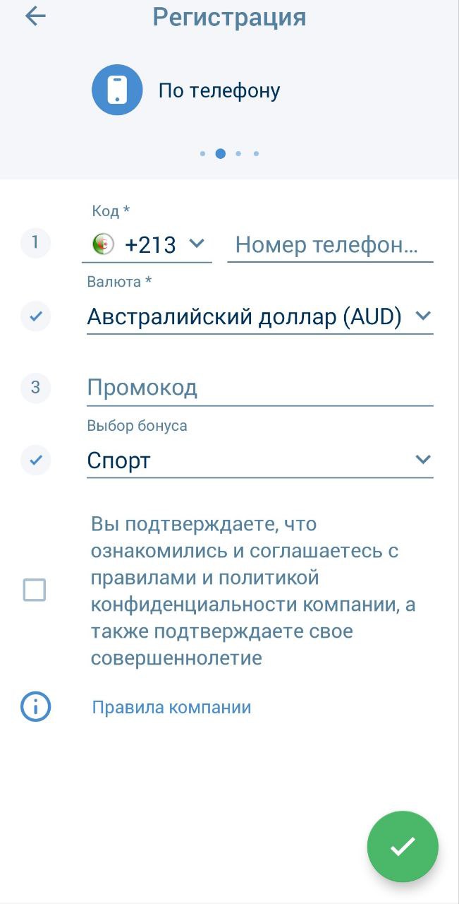 Внесите нужные данные при регистрации по номеру телефона