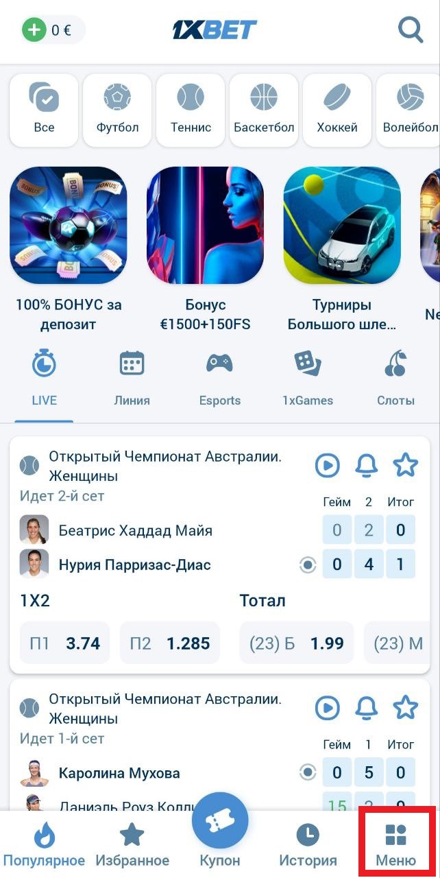 Откройте главное меню игрового профиля