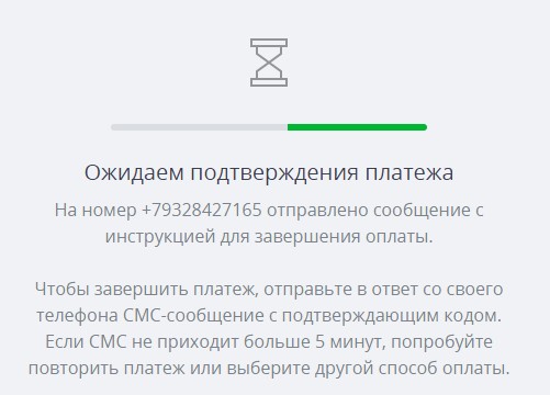 Подтверждение операции при пополнении счета через Мегафон на сайте БК Лига Ставок