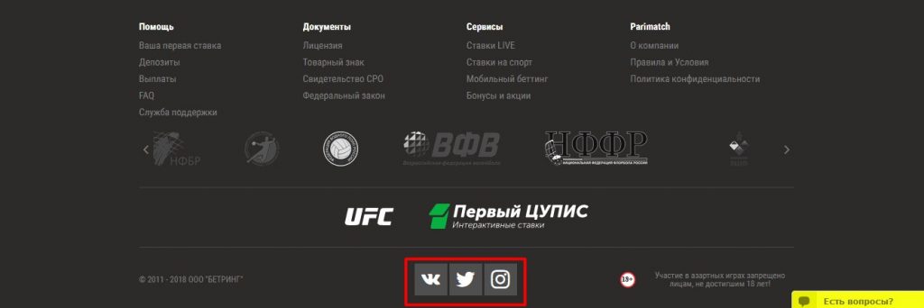 Ссылки на социальные сети