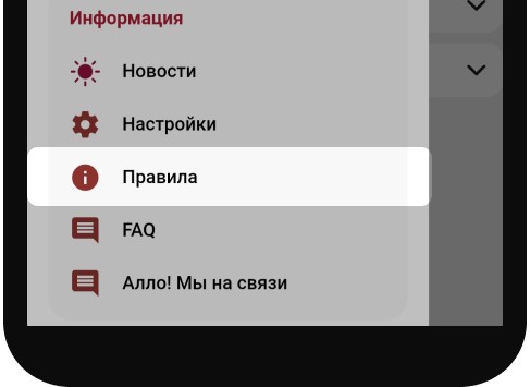 Раздел «Правила» в БК «Тенниси»