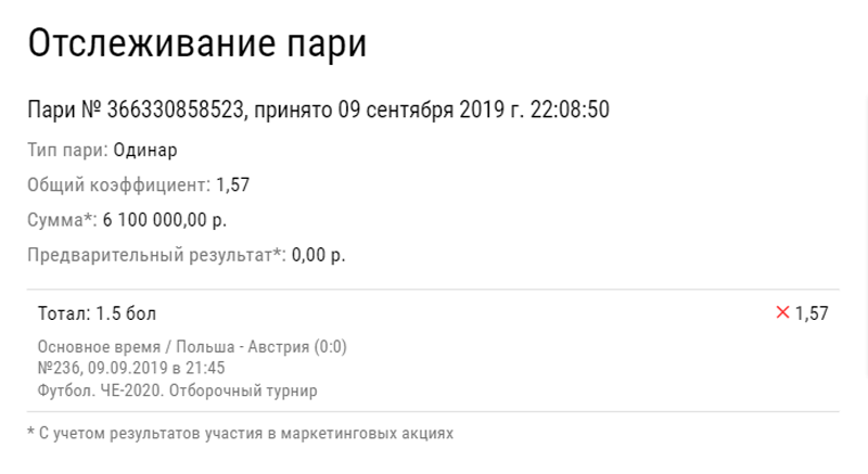 Беттор потерял более 6 млн рублей на матче Евро-2020