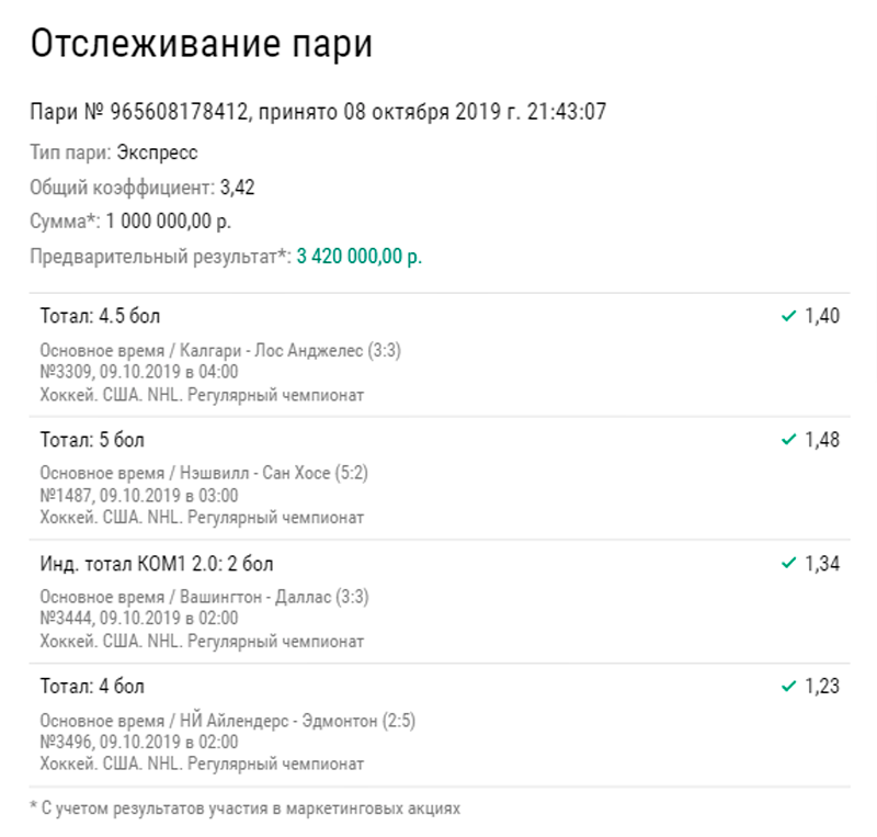 Беттор выиграл 3,5 млн рублей на матчах НХЛ