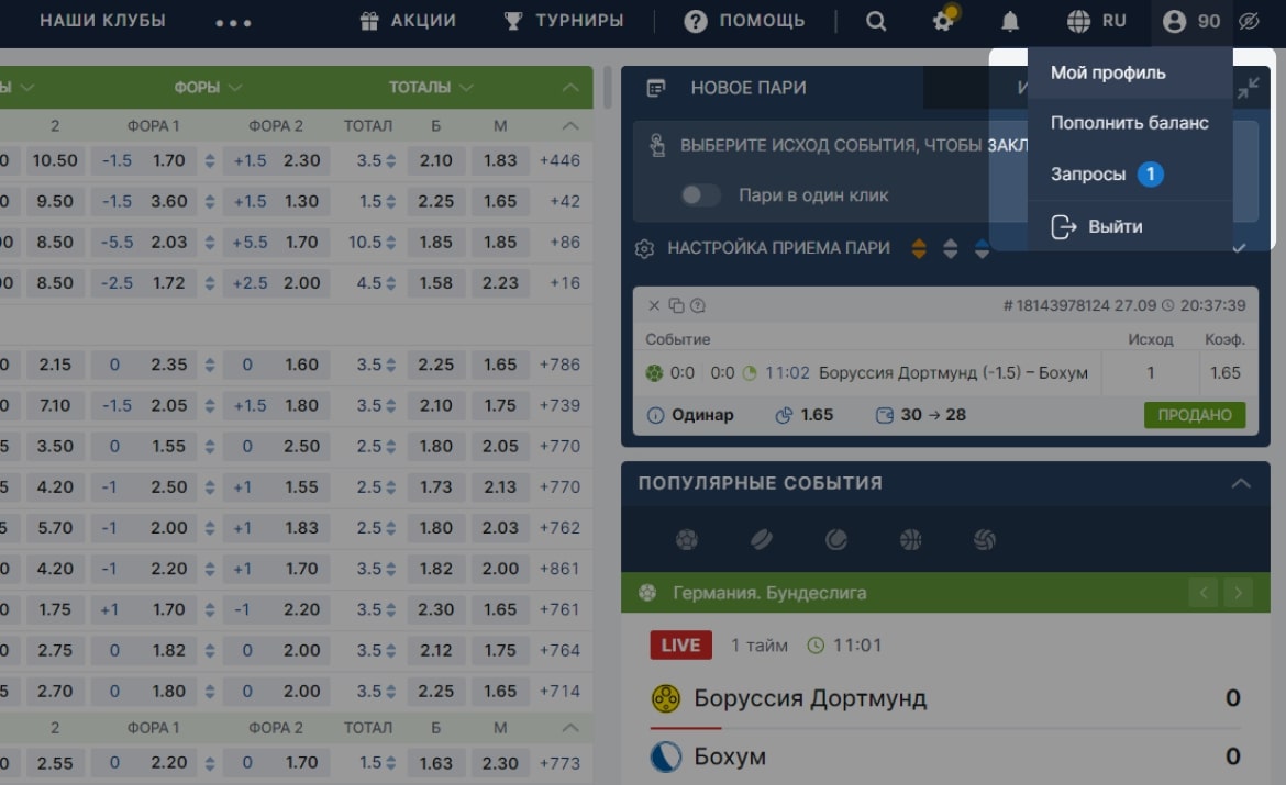 Проверка вашей ставки в правой части страницы