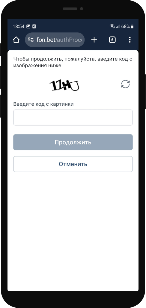 Введите код из сообщения