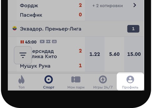 Перейдите в личный кабинет Фонбет