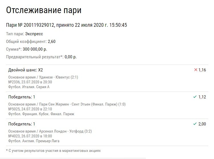 У игрока сгорел экспресс на 780 тысяч рублей из-за дурацкого поражения «Ювентуса»