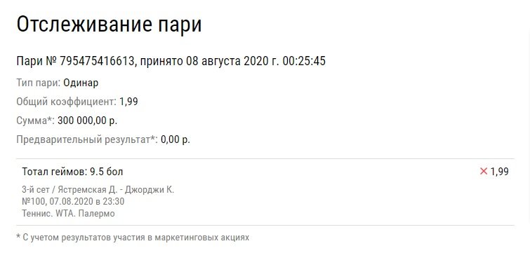 Украинка Ястремская упиралась 2 часа, но разложилась в третьем сете и не довезла ставку в 300 тысяч рублей