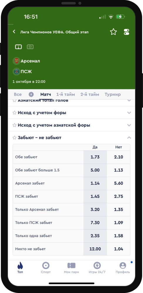 Обе забьют / Рейтинг Букмекеров