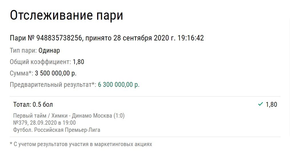 Гол «Химок» принес игроку на ставках 6,3 миллиона рублей. Что нужно было сделать?
