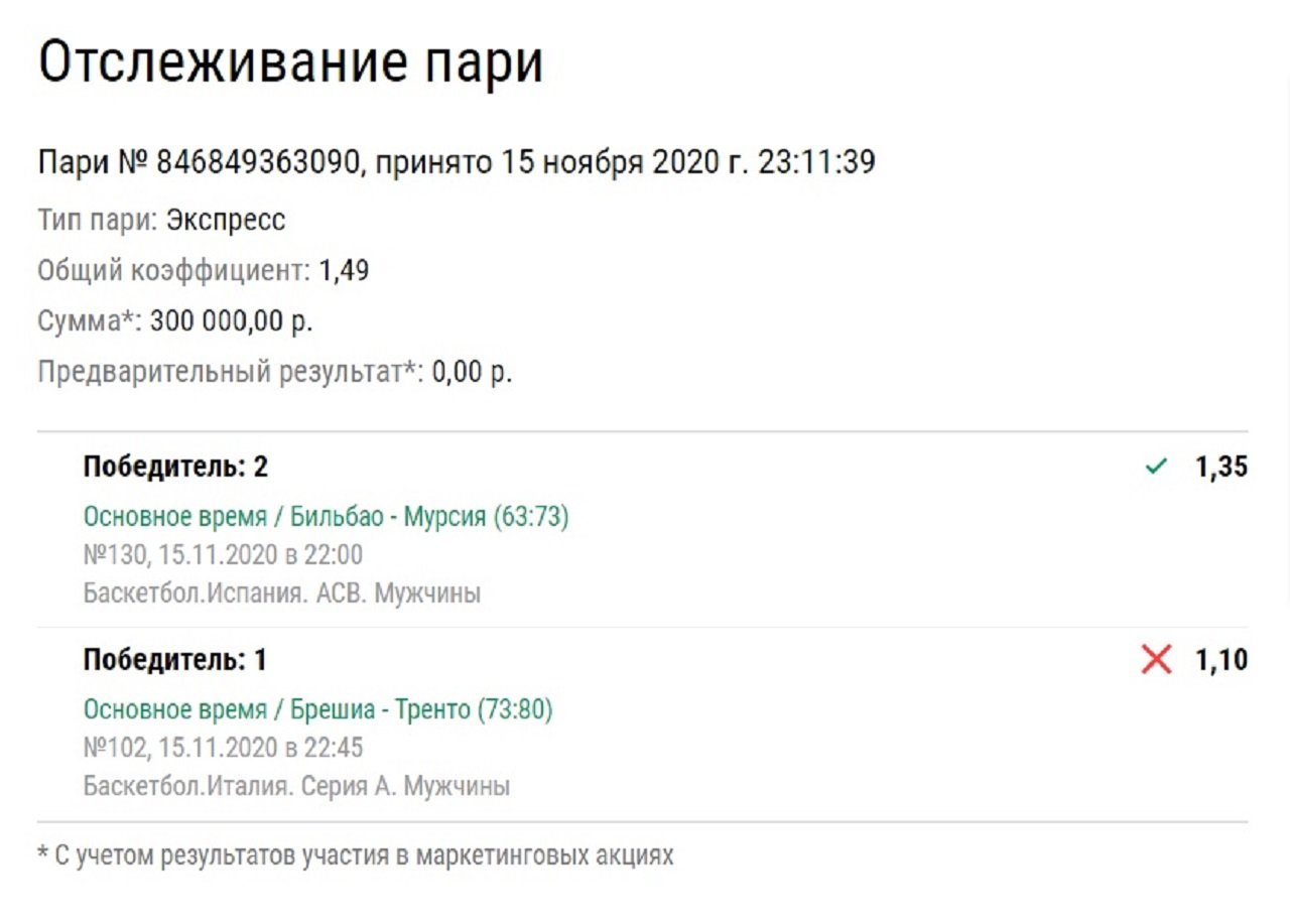 Клиент «Лиги Ставок» потерял 300 тысяч рублей, потому что на севере Италии не умеют играть в баскетбол