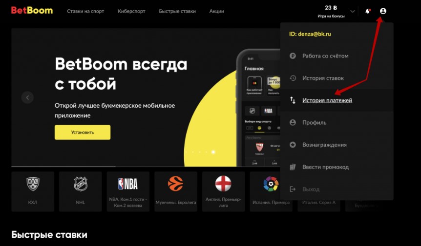 Личный кабинет БетБум - как войти и настроить под себя