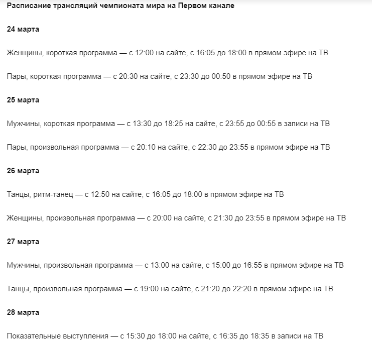 Расписание трансляций ЧМ-2021