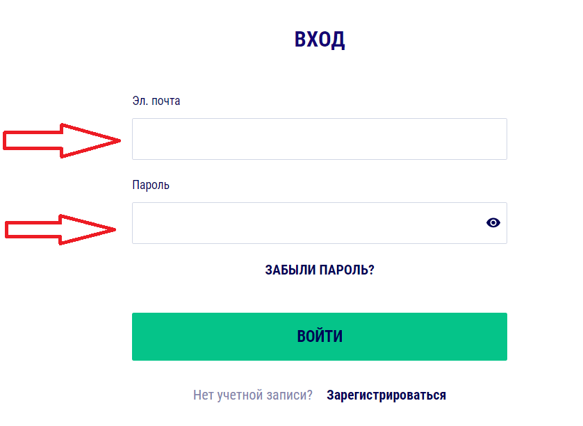 Укажите электронную почту и пароль, использованные при регистрации