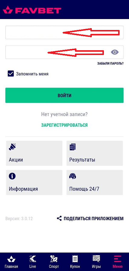Введите данные в форму авторизации