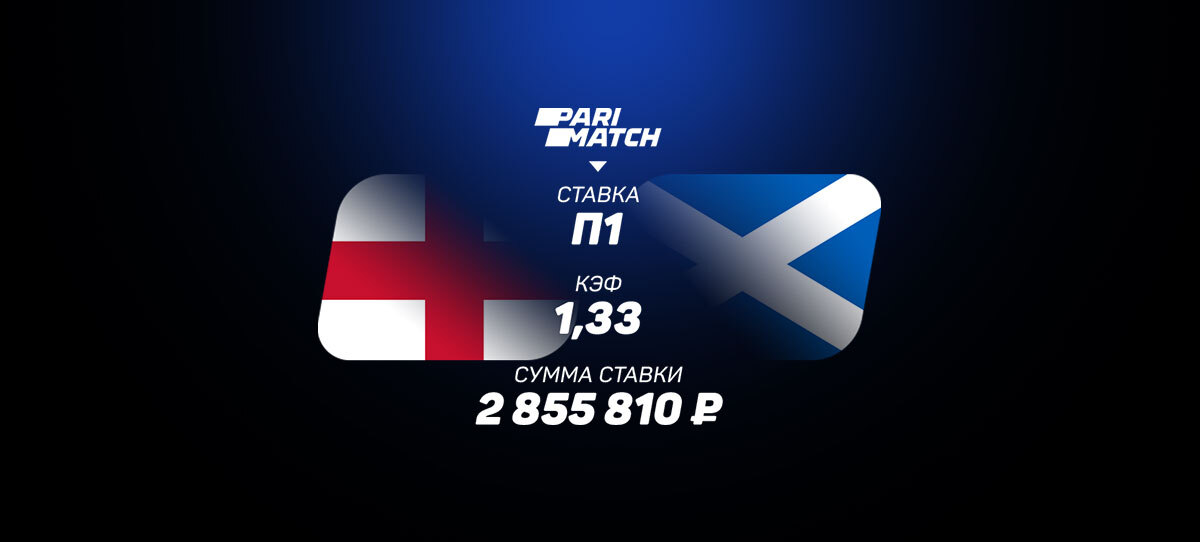 Минус 2,8 млн рублей на Англия - Шотландия в Parimatch