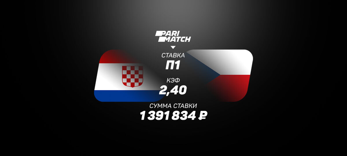 Минус 1,3 млн рублей на Хорватия - Чехия в Parimatch