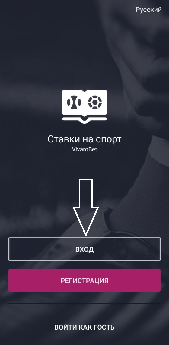 Кнопка авторизации в мобильном приложении БК VivaroBet для Андроид