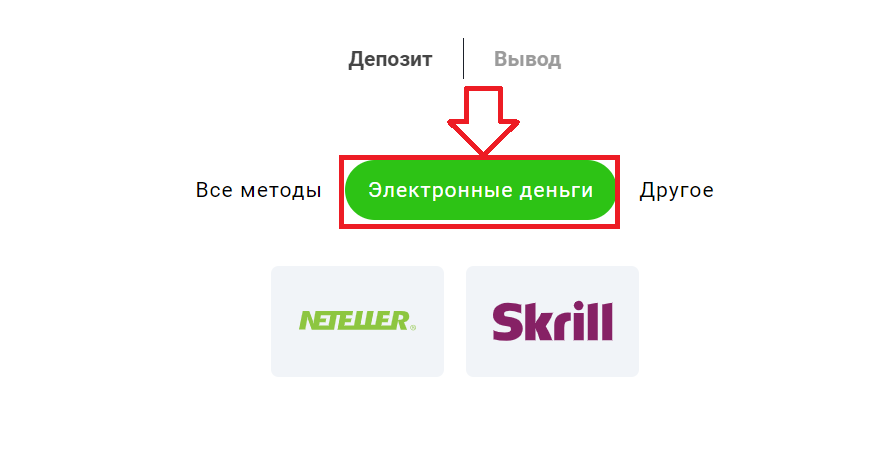 Выбор электронного кошелька для пополнения счета на сайте БК GGbet