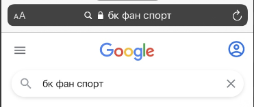 Поисковый запрос «БК Фан Спорт» в браузере Safari