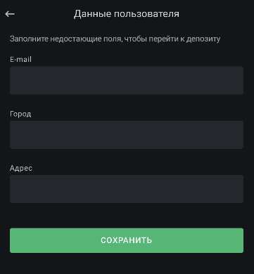 Ввод персональных данных для осуществления первого депозита в мобильной версии сайта БК Leonbets