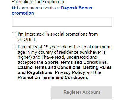 Согласие с правилами при регистрации в мобильной версии сайта БК Sbobet