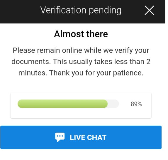 Ожидание прохождения верификации в мобильной версии сайта БК Bwin