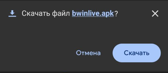 Разрешение на загрузку apk файла приложения БК Bwin