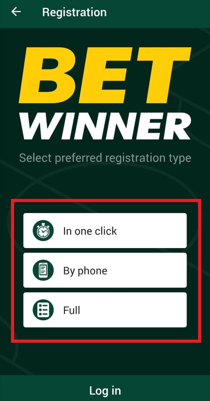 Способы регистрации в приложении БК Betwinner для Андроид
