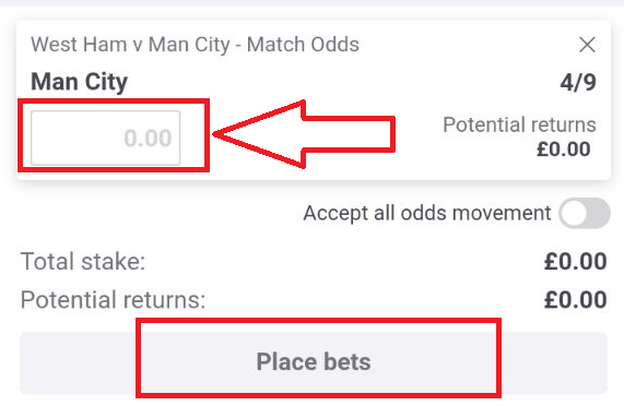 Купон ставки в приложении БК Paddy Power для Андроид
