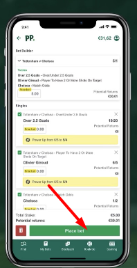 Купон ставки в мобильном приложении БК Paddy Power для iOS