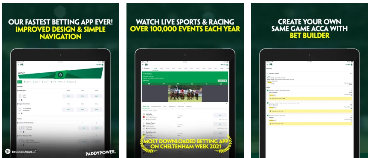 Скриншоты мобильного приложения БК Paddy Power для iOS