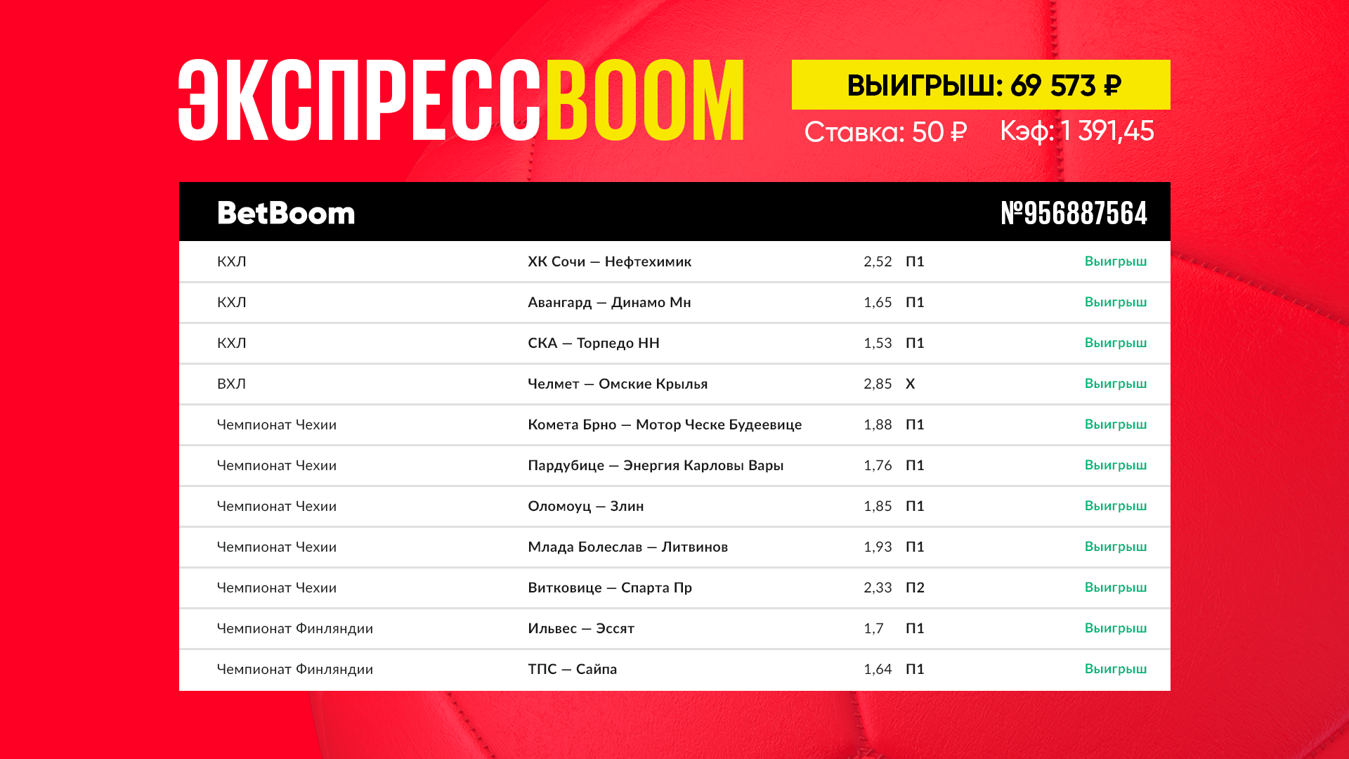 БетБум экспресс хоккей