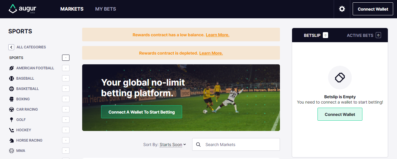 Нажмите кнопку «Connect Wallet» для привязки кошелька