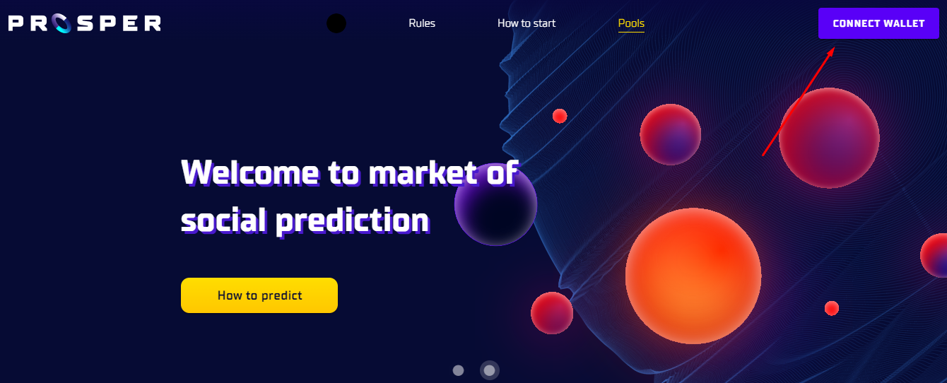 Кнопка привязки кошелька на сайте платформы Prosper