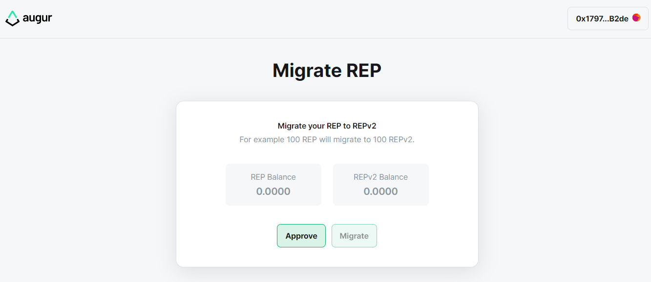 Уведомление об успешной привязки кошелька к сервису Augur 