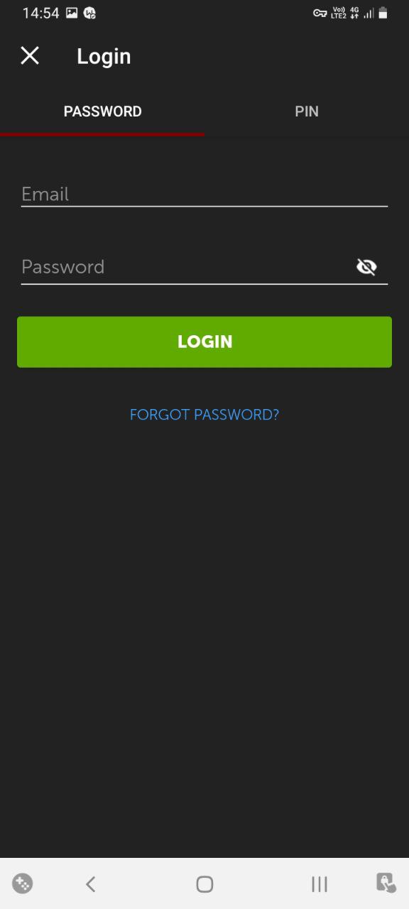 Форма авторизации в мобильном приложении БК Betsafe для Андроид