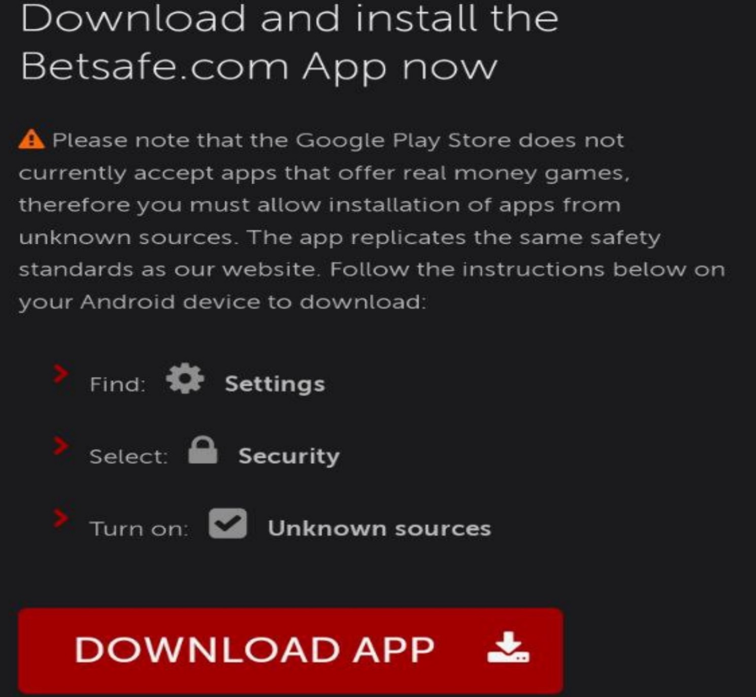 Кнопка скачивания мобильного приложения БК Betsafe для iOS на сайте букмекера